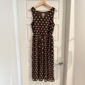 Brown Polka Dot Midi Dress Size 10